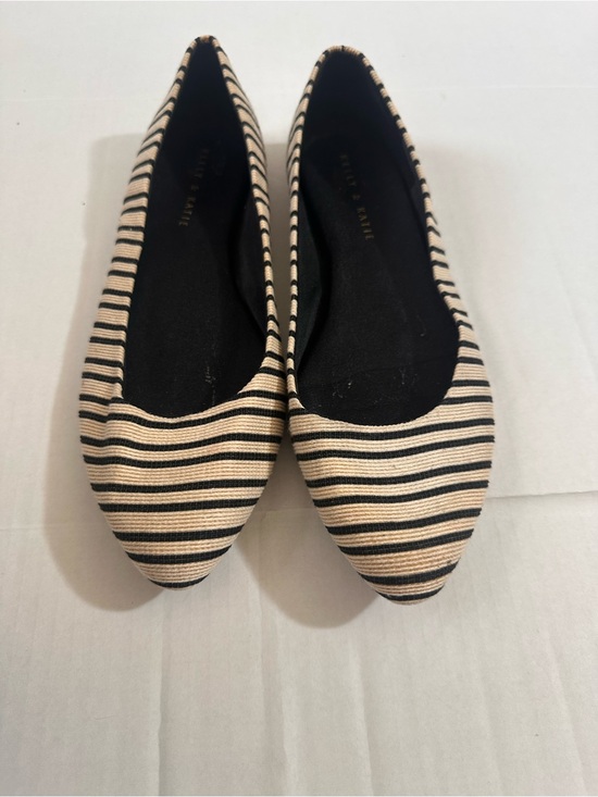Kelly & Katie Shoes - Kelly & Katie Parissa Canvas Ballet Flats black white Striped Size 11